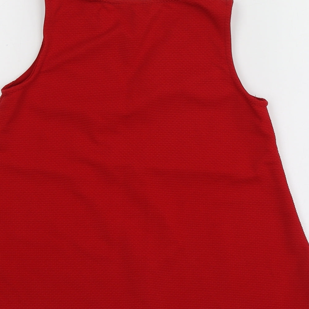 George Girls Red Geometric Polyester Basic T-Shirt Size 8-9 Years Round Neck