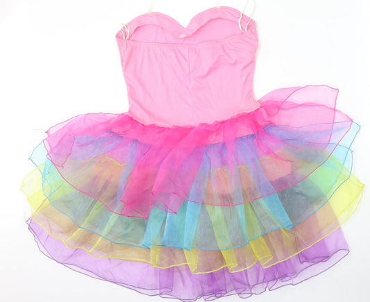Smiffys Girls Pink Polyester Skater Dress Size S Round Neck