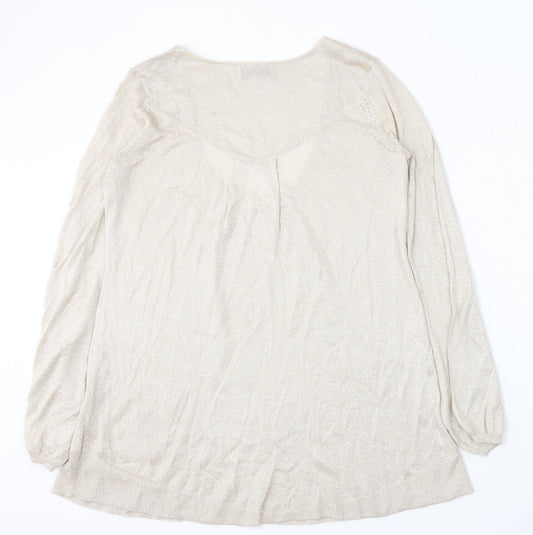 Angel of the north Womens Gold Round Neck Viscose Pullover Jumper Size S