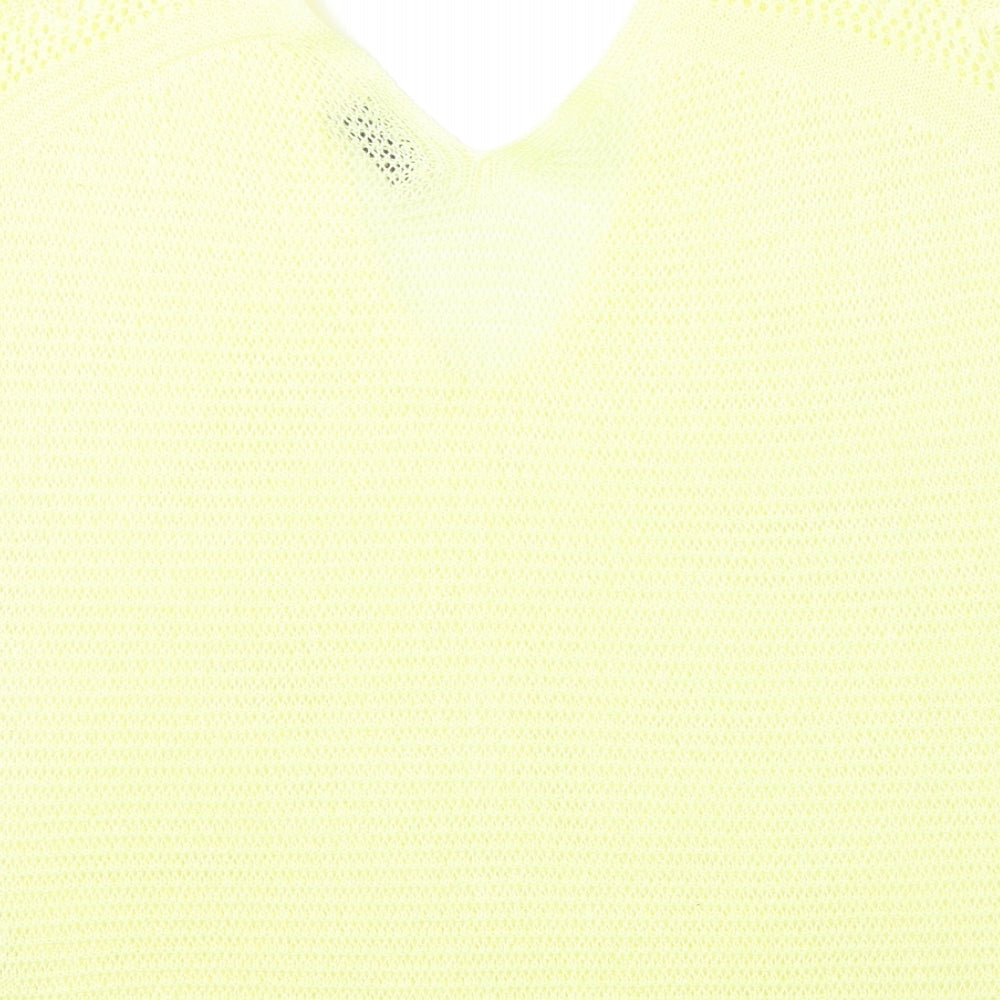 Marks and Spencer Womens Yellow V-Neck Acrylic Pullover Jumper Size 20