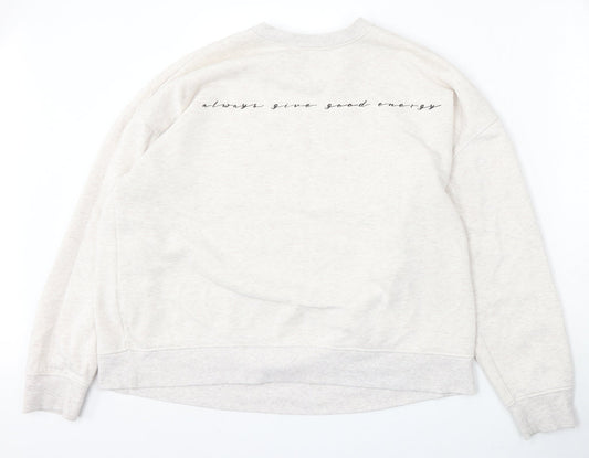 Preworn Womens Beige Polyester Pullover Sweatshirt Size L - Always give good energy