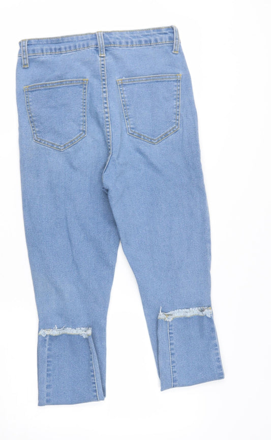 Nasty Gal Womens Blue Cotton Skinny Jeans Size 8 L25 in Regular - distressed