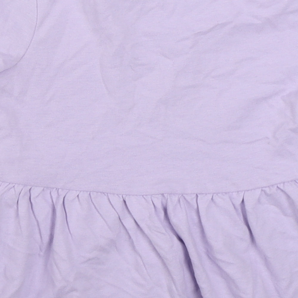 George Girls Purple 100% Cotton Skater Dress Size 3-4 Years Round Neck Pullover