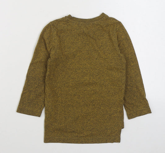 NEXT Boys Yellow Cotton Basic T-Shirt Size 3 Years Round Neck Pullover