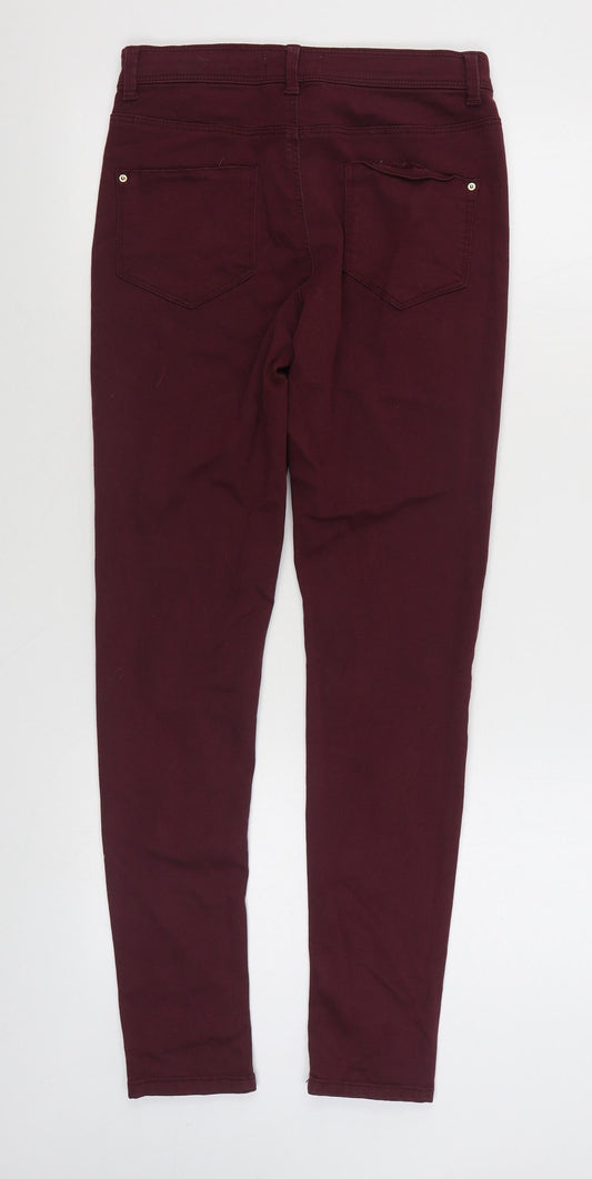 Dorothy Perkins Womens Purple Cotton Skinny Jeans Size 10 L29 in Regular Zip