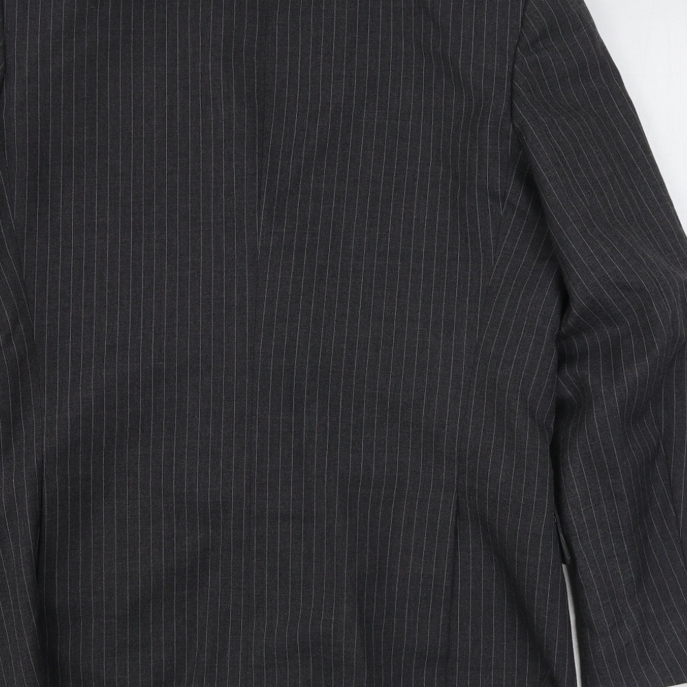 C&A Mens Grey Striped Wool Jacket Suit Jacket Size 40