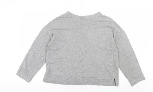 Marks and Spencer Womens Grey Floral Cotton Pullover Sweatshirt Size 14 Pullover