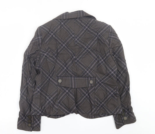 Minuet Womens Grey Plaid Jacket Blazer Size 16 Button