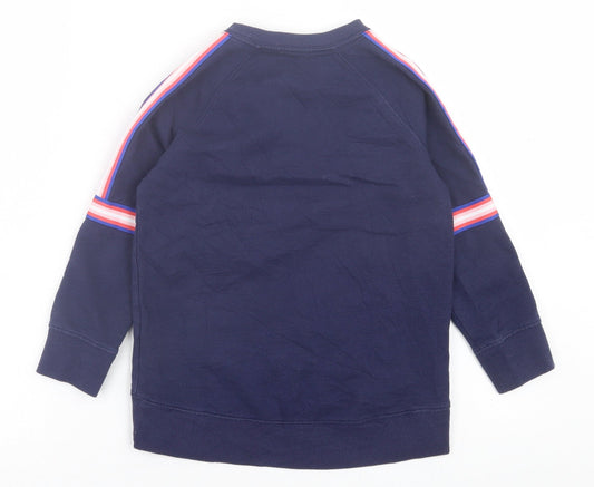 Old Navy Girls Blue Striped Cotton Pullover Sweatshirt Size 6-7 Years Pullover