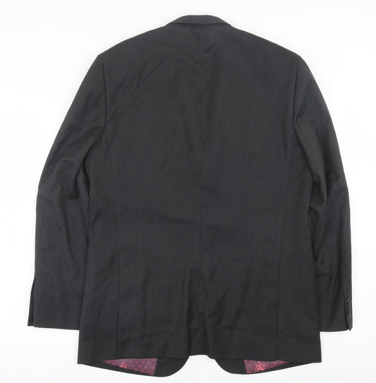 Limited collection Mens Black Striped Polyester Jacket Suit Jacket Size 42