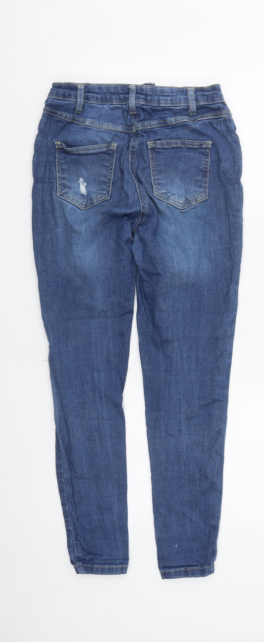 Parisian Womens Blue Cotton Straight Jeans Size 8 L27 in Regular Zip