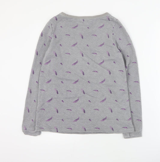 ESMARA Womens Grey Geometric Cotton Pullover Sweatshirt Size S Pullover