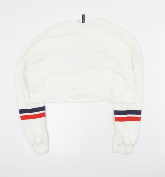 H&M Womens White Cotton Pullover Sweatshirt Size S Pullover - Cropped