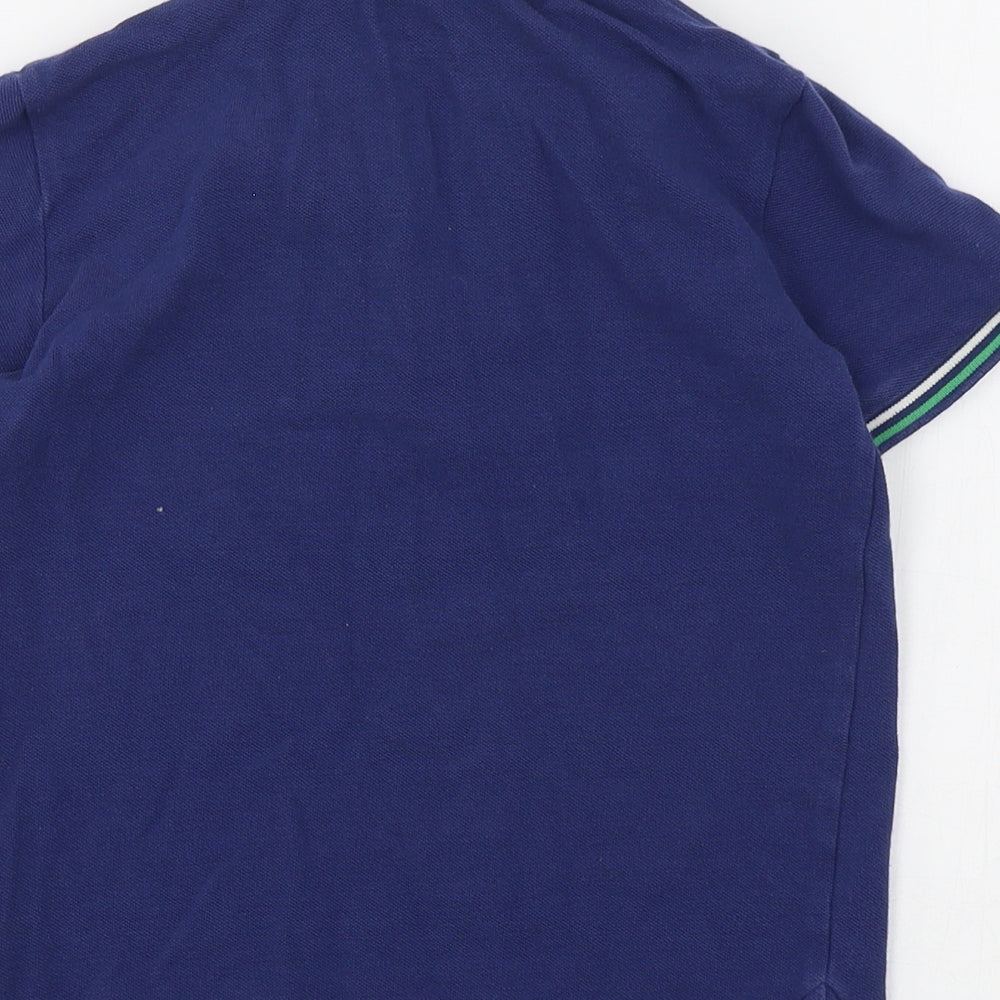 Marks and Spencer Boys Blue Cotton Basic Polo Size 7-8 Years Collared Button