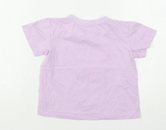 Threadgirls Girls Purple Cotton Basic T-Shirt Size 5-6 Years Round Neck - Unicorn