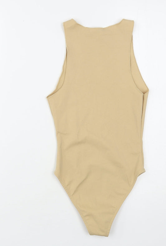 Pull&Bear Womens Beige Polyamide Bodysuit One-Piece Size S