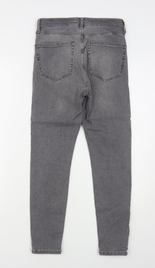 Topshop Womens Grey Cotton Skinny Jeans Size 28 in L27 in Regular