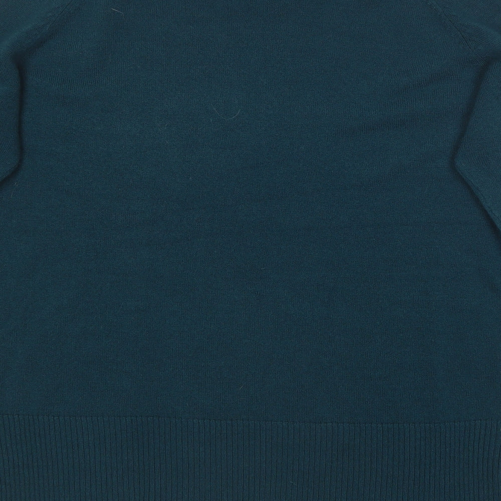 Classic Womens Blue Round Neck Cotton Pullover Jumper Size S
