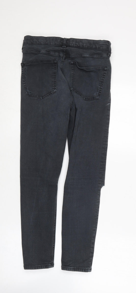 Topshop Womens Grey Cotton Skinny Jeans Size 30 in L30 in Regular