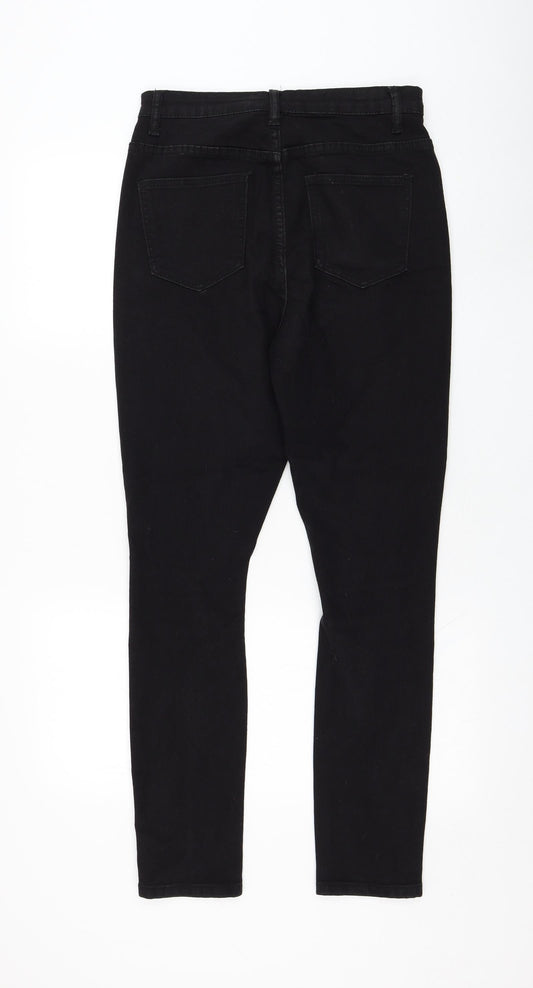 Boohoo Womens Black Cotton Skinny Jeans Size 10 L29 in Regular Zip