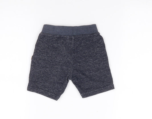 Mini Rebel Boys Blue Cotton Cropped Trousers Size 12-18 Months Drawstring