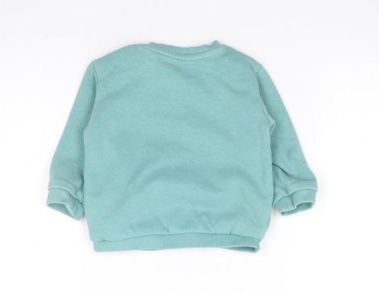 Marks and Spencer Boys Green Cotton Pullover Jumper Size 9-12 Months Pullover - Brother
