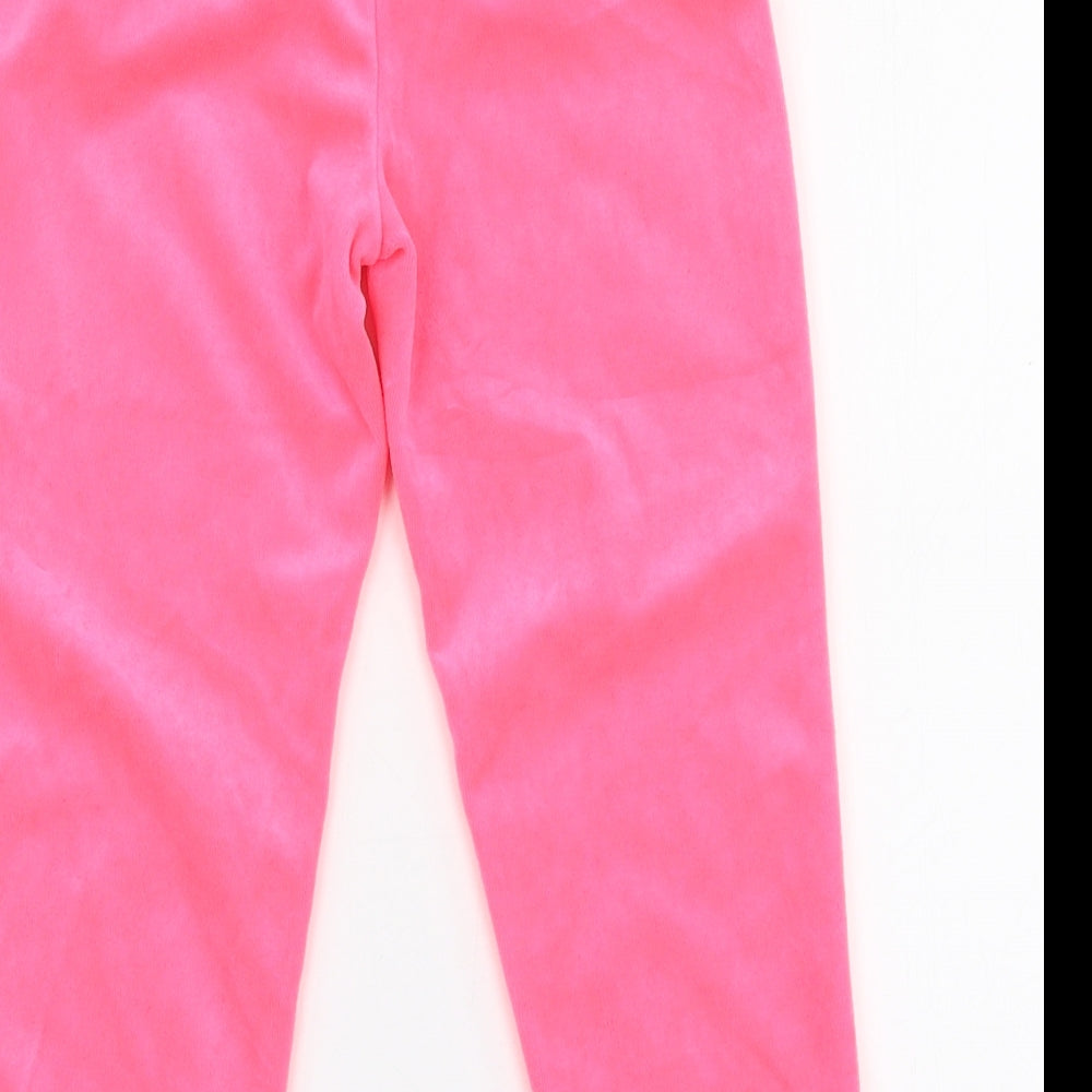 Brand and care label for Billie Blush girls’ pink polyester jogger trousers, size 4, years slim pullover
