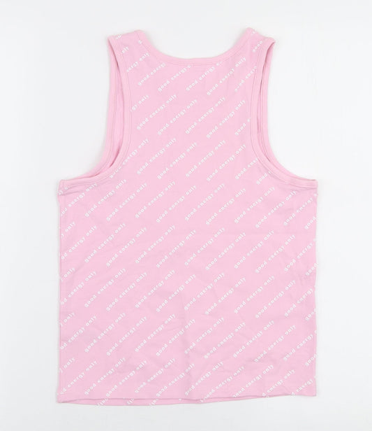George Girls Pink Cotton Jersey Tank Size 13-14 Years Round Neck Pullover - Good energy only