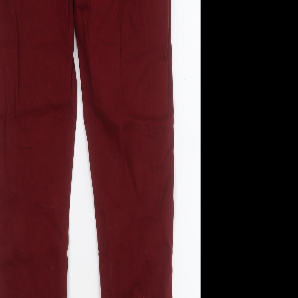 yesyes Womens Red Cotton Straight Jeans Size 14 L29 in Regular