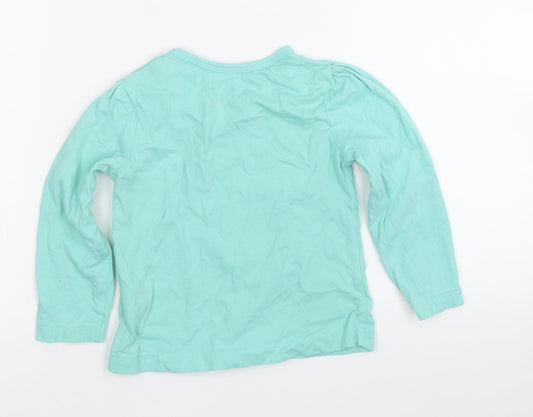 Lupilu Girls Green Cotton Pullover T-Shirt Size 2 Years Round Neck