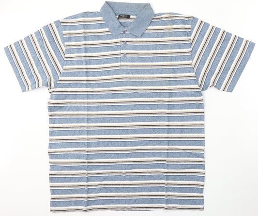 Leisurewear Mens Multicoloured Striped Cotton Polo Size L Collared