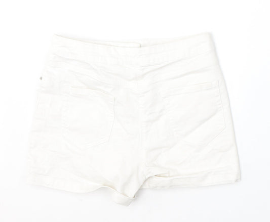 Papaya Womens White Cotton Bermuda Shorts Size 10 L3 in Regular