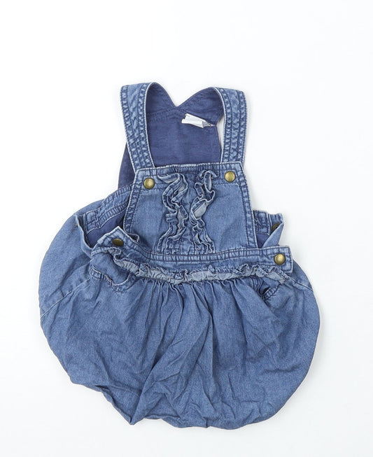 Mini Club Girls Blue Cotton Dungaree Outfit/Set Size 3-6 Months
