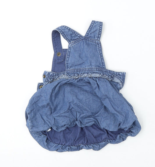 Mini Club Girls Blue Cotton Dungaree Outfit/Set Size 3-6 Months
