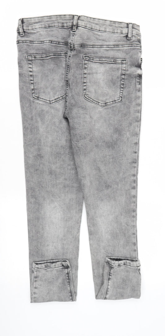 DENIM AND CO Womens Grey Cotton Skinny Jeans Size 14 L28 in Regular