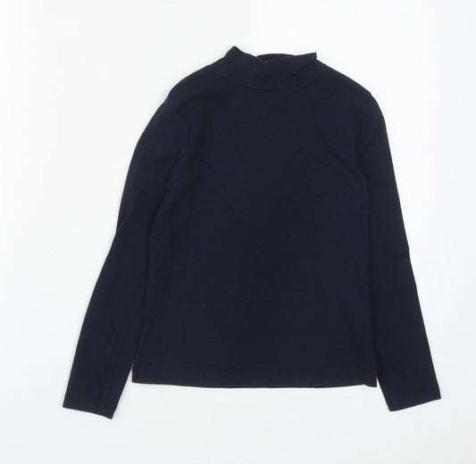 Dunnes Girls Blue Cotton Basic Casual Size 8-9 Years High Neck