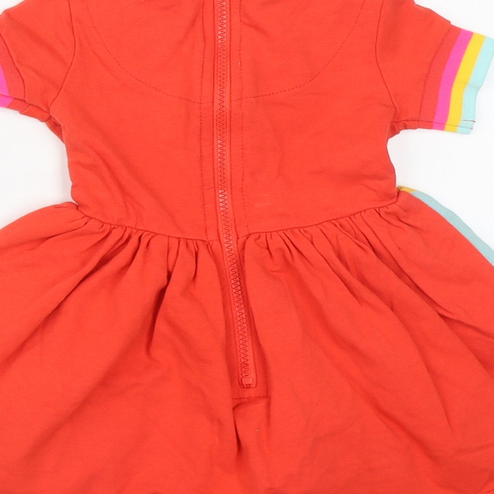 Disney Girls Red Geometric Cotton Tutu Dress Size 2 Years Round Neck Zip - Minnie Mosue