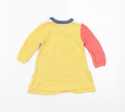 Nutmeg Girls Multicoloured Striped Cotton A-Line Size 3-6 Months Round Neck Button