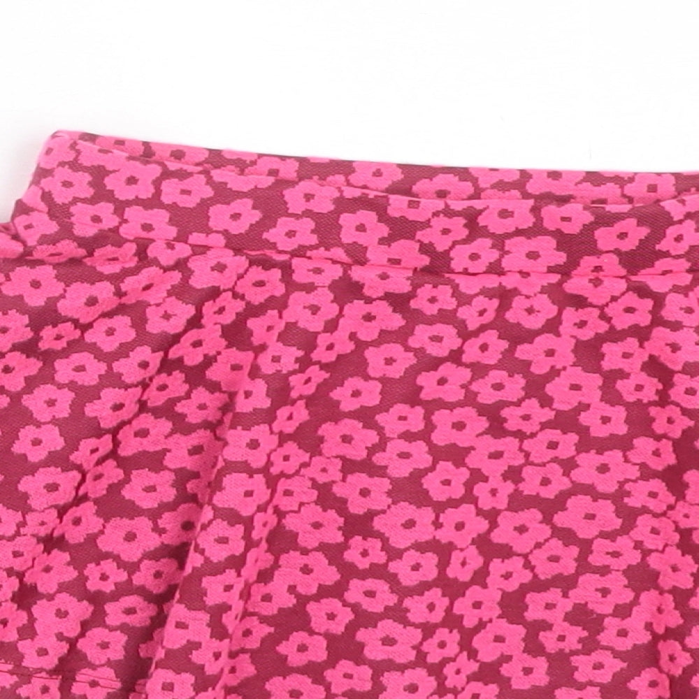 Matalan Girls Pink Floral Polyester A-Line Skirt Size 5 Years Regular Pull On