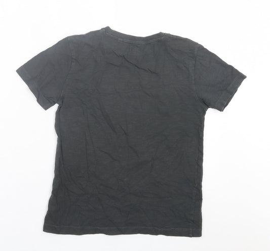 NEXT Boys Grey Cotton Basic T-Shirt Size 8 Years Crew Neck Pullover