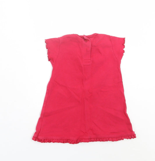 George Girls Pink Cotton T-Shirt Dress Size 3-6 Months Crew Neck Button