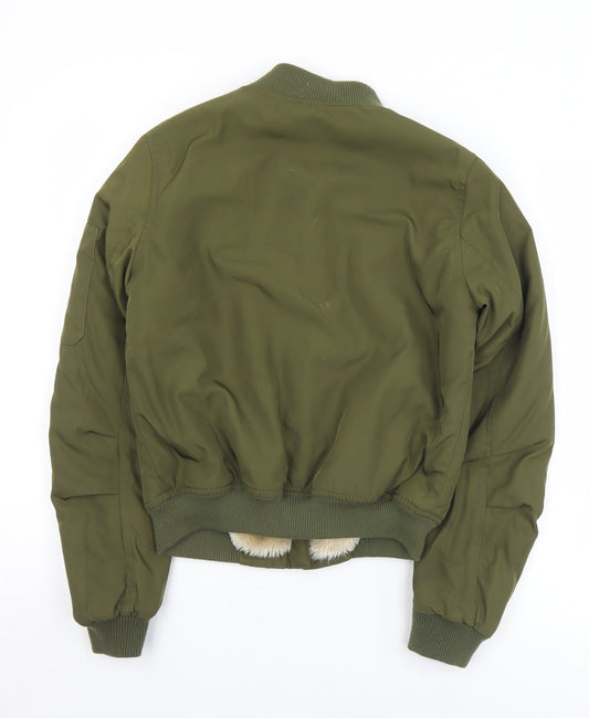 Missguided Womens Green Bomber Jacket Coat Size 6 Zip