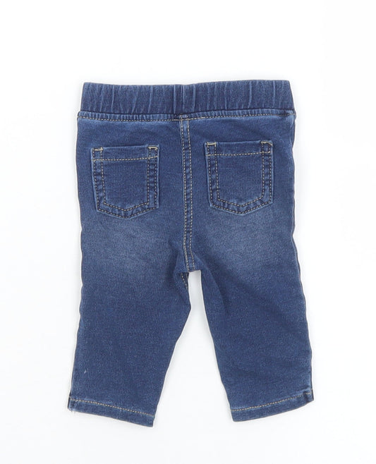 George Girls Blue Cotton Jogger Jeans Size 0-3 Months