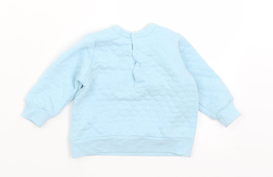 Jack & Lily Girls Blue Cotton Pullover Jumper Size 3-6 Months Snap - Unicorn