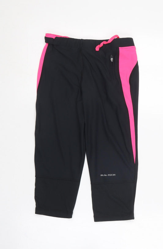 Mi Fit Womens Black Polyester Compression Leggings Size 8 L16 in Regular
