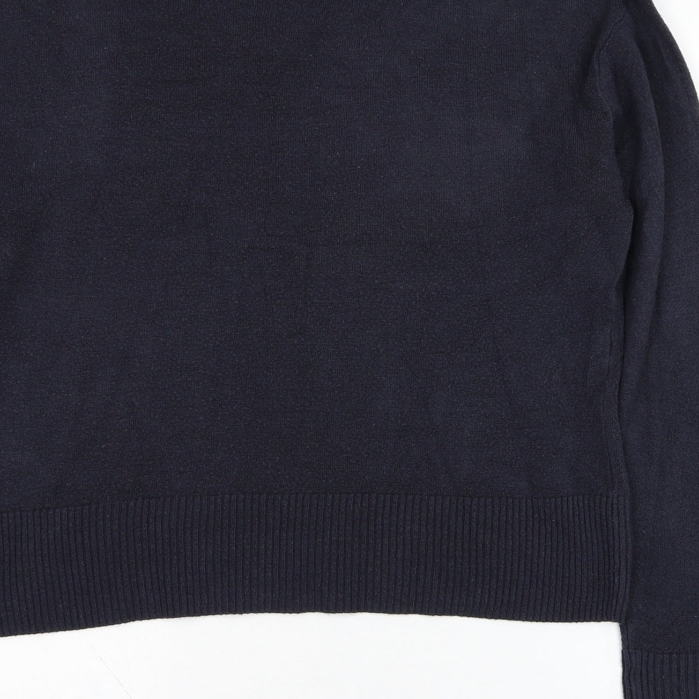 Marks and Spencer Womens Blue V-Neck Acrylic Pullover Jumper Size 18
