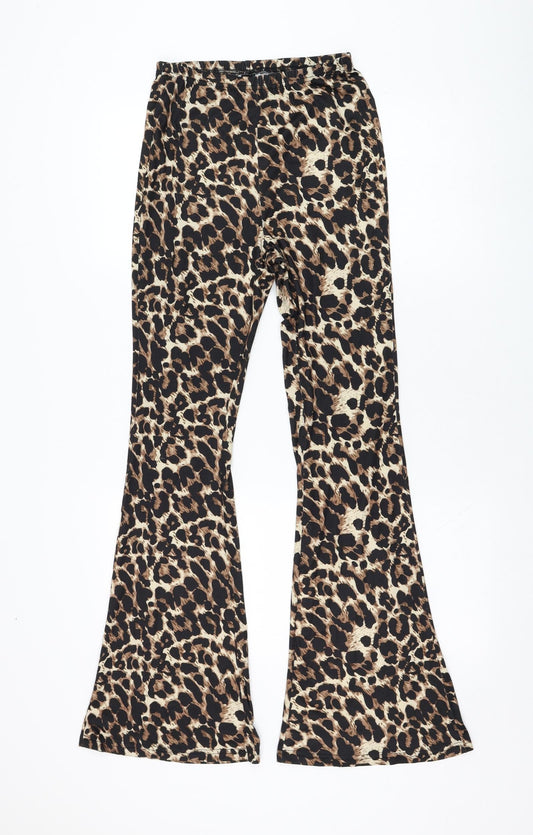 SheIn Womens Brown Animal Print Polyester Jogger Leggings Size 6 L30 in - Flares