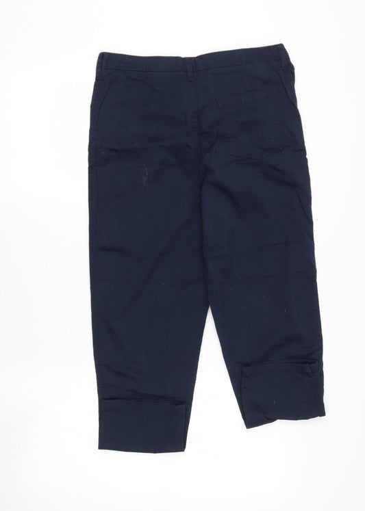 tesco Womens Blue Cotton Cargo Trousers Size 6 L24 in Regular