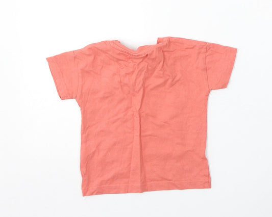 Matalan Boys Pink Cotton Basic T-Shirt Size 9-12 Months Round Neck