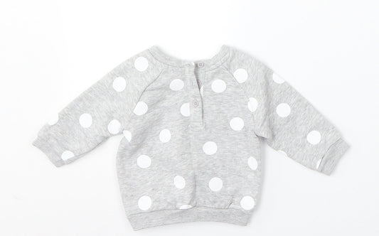 Matalan Boys Grey Polka Dot Cotton Pullover Jumper Size 0-3 Months